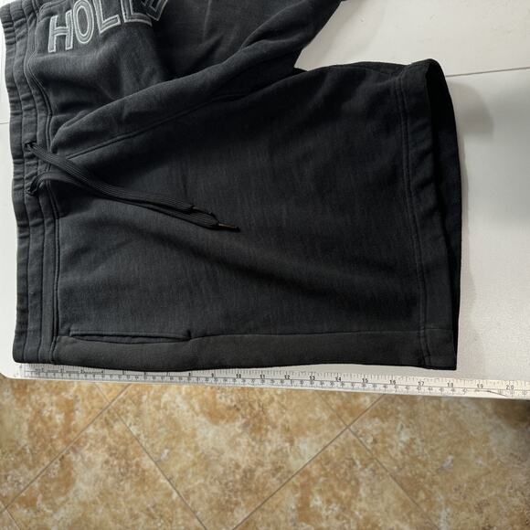 Hollister Mens Sport Fleece Sweat Shorts Sz M Black Spell Out Logo Y2K 90s Gym - Picture 9 of 10